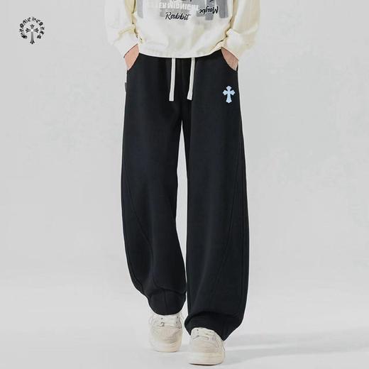 F031877新款四色串标相拼休闲运动版型男女同款情侣款宽松长裤 商品图3