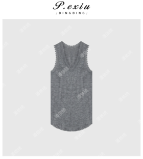 03-4潘依绣丁丁宠粉夏季新款薄款V领法式花边针织内搭背心W9117