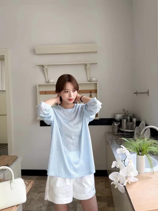 F031883夏日氧气薄荷蓝~ 新款法式莱赛尔天丝面膜t长袖上衣 商品图12