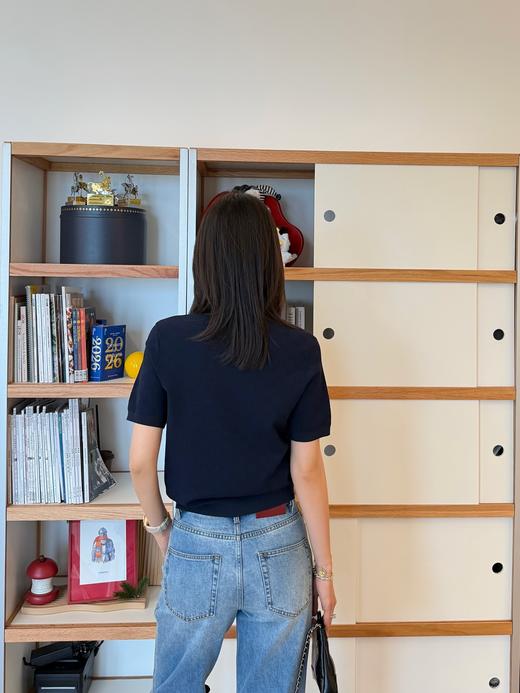 古驰 26春夏重磅上线🆕 藏蓝色字母提花针织短袖 商品图6