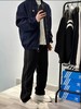 F031825纯色金标刺绣品牌Logo翻领拉链长袖工装夹克外套 商品缩略图4