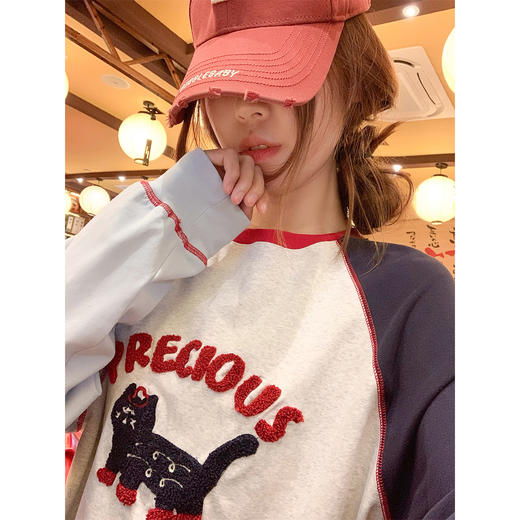 <曾小咸推荐>3.20现货秒杀 ！微信超特价！韩系刺绣小猫长袖t 日常179.99 立减100 秒杀79.99！！ 商品图1