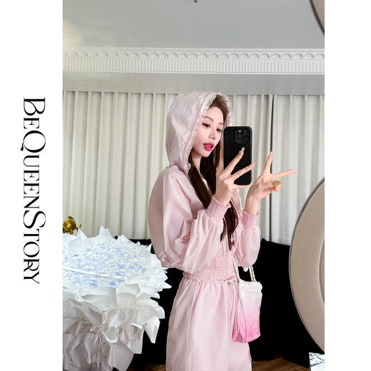 余潇潇【樱花恋人】设计感大花朵装饰连帽外套春季长袖显瘦&工装裤 商品图2