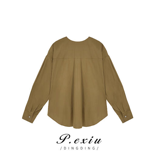 03-3潘依绣丁丁宠粉PanYiXiu/潘依绣秋冬新款极简风宽松简约设计长袖衬衫 K2139 商品图1