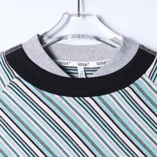 SDSA男装2026新款轻奢老钱风简约撞色斜纹短袖T恤领口拼接百搭 商品图2