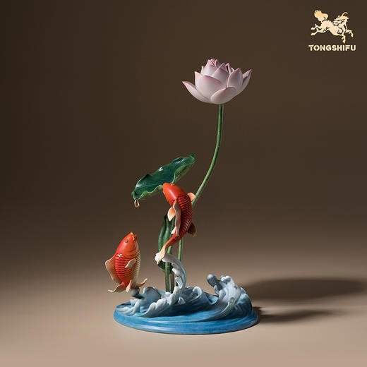 铜师傅《莲年有余》中式铜鱼莲花摆件 家居创意装饰乔迁新居礼物 商品图2