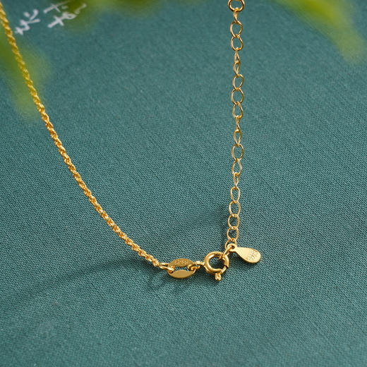 子佩集S925银【秋风杏语】套链【DZ05083】纯银古法银项链贝壳和田玉爱心青玉镀金2509 商品图2