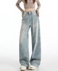 F031816蓝色烟花烫钻阔腿牛仔裤女春季新款高腰宽松显瘦直筒拖地裤 商品缩略图12