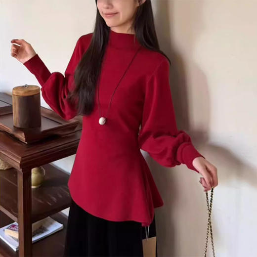 裁缝学苑AQ600法式半高领蝙蝠袖套头上衣纸样女装收腰内搭针织衫样板 商品图2