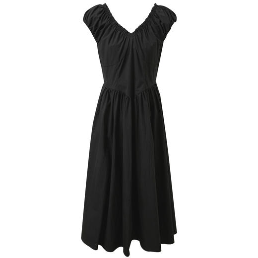 三彩2026夏季新款V领小黑裙连衣裙收腰大摆A字长裙简约气质M 商品图4