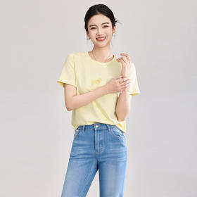 「高货sh」全新升级【铂金会员174/天猫229/差价55】(02702)洛诗琳亮片钉珠弹力棉短袖上衣女2026夏季正肩圆领显瘦T恤