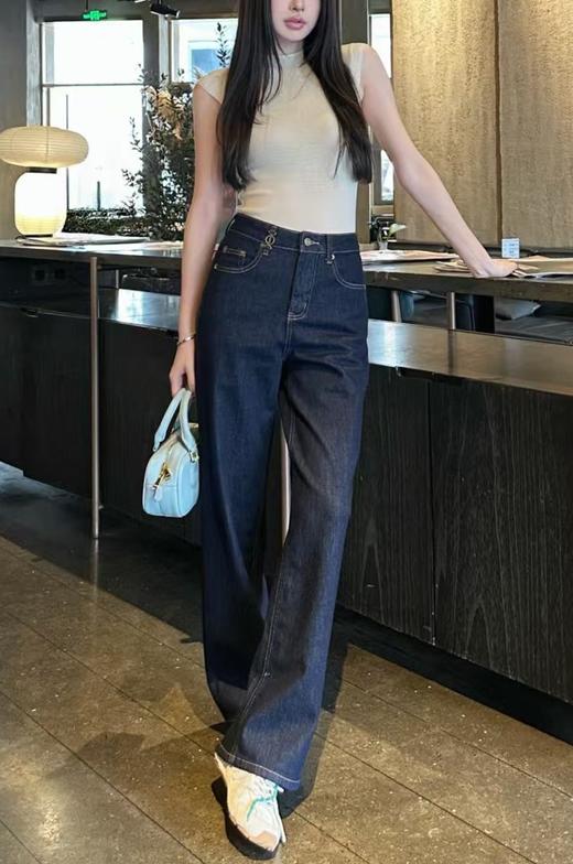 女款链扣棉牛仔裤长裤la024 商品图3