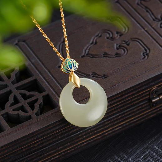 子佩集S925银【平安莲】套链【DZ05311】纯银古法银项链平安扣镀金2509 商品图0