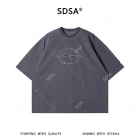 SDSA男装2026新款高贵轻奢时尚复古磨毛圆领短袖T恤百搭宽松上衣