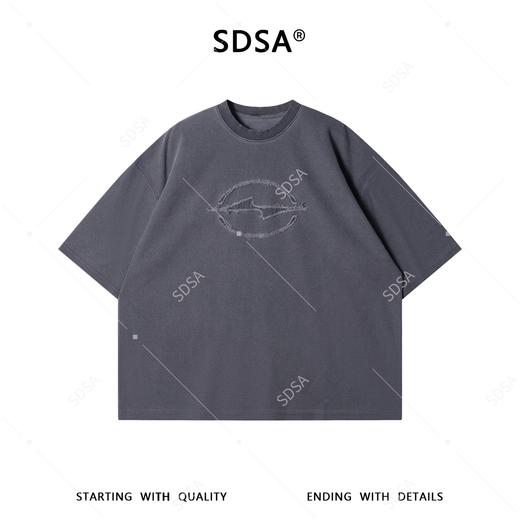 SDSA男装2026新款高贵轻奢时尚复古磨毛圆领短袖T恤百搭宽松上衣 商品图0