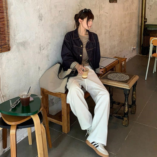 Beau Muse斜纹弯刀阔腿裤，百搭弯刀阔腿长裤，六片式立体剪裁，遮肉显瘦一绝 商品图1