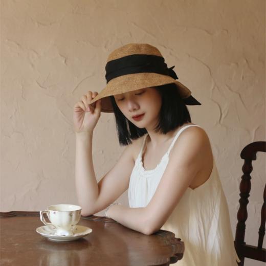 CA4LA同款！【可折叠亚麻防晒草帽】还不变形，超方便，上班出游都可以随时带在身上！  ✅UPF50+，隔绝99.7%紫外线  ✅蝴蝶结超显温柔，百搭出片，出游必备 商品图1