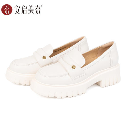 ARCHCONTACT安启美奈圆头深口复古厚底松糕乐福鞋52852 商品图5