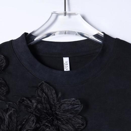 26T137SDSA男装2026新款高贵轻奢高街重工立体花朵短袖T恤显瘦百搭上衣 商品图2