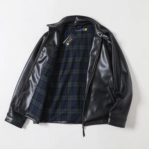 F031846春季新款简约大气纯色拉链翻领长袖皮衣单夹克外套 商品图2