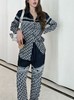 女款绸质印花抽绳直筒长裤 可配套装la010 商品缩略图3
