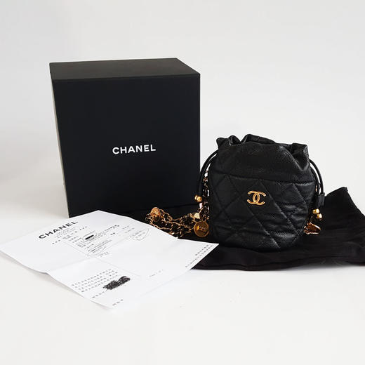【95新】CHANEL香奈儿AP3111 B09805 9430523C黑金荔枝牛皮金币链条小水桶单肩包女士140326JJ13 商品图1