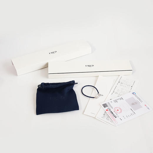 【98新】FRED斐登Force 10系列0B0077中号18K白金满钻Force 10蓝色链绳马蹄扣手链中性款120326TJ01 商品图1