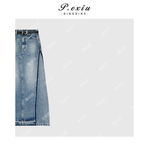 03-3潘依绣丁丁宠粉立体剪裁设计感简约时尚牛仔半身裙 Q51290 商品图2