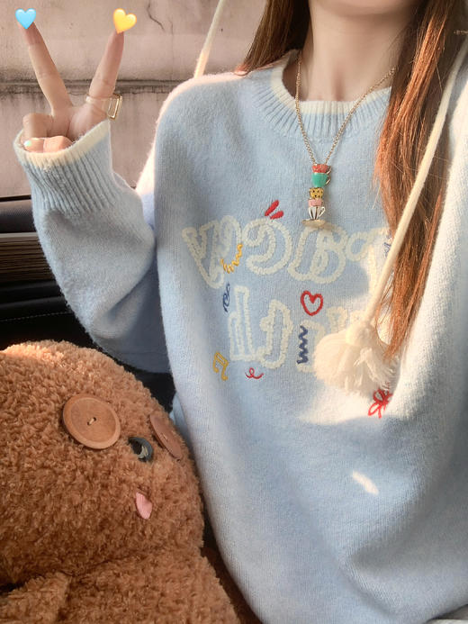 <曾小咸推荐>3.20现货秒杀 ！微信超特价！韩系字母刺绣毛衣 日常209.99 立减120 秒杀89.99！！ 商品图10
