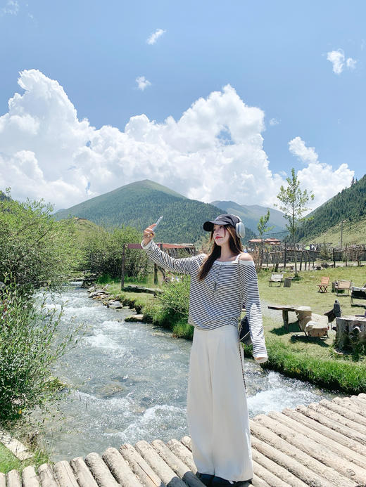 <曾小咸推荐>3.21现货秒杀 ！微信超特价！韩系一字肩条纹长袖T恤 日常149.99 立减90 秒杀59.99！！ 商品图8