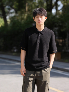 G2000男装SS26商场新款【BLACK】【可机洗】针织短袖POLO衫61471028