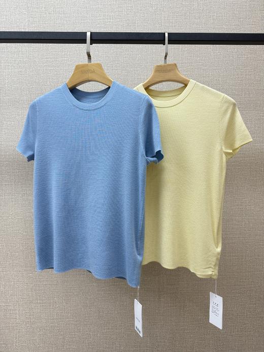圆领条纹羊毛短袖 商品图1