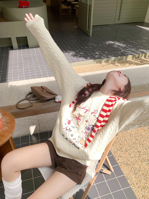 <曾小咸推荐>3.19现货秒杀 ！微信超特价！韩系小狗刺绣毛衣（无披肩） 日常209.99 立减110 秒杀99.99！！ 商品图7
