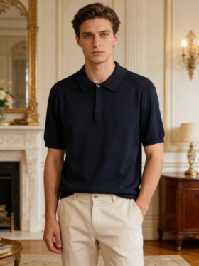 G2000男装SS26商场新款【BLACK】【桑蚕丝混纺】针织POLO衫61471018