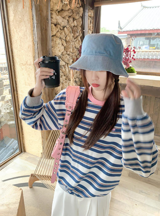 <曾小咸推荐>3.20现货秒杀 ！微信超特价！韩系撞色条纹卫衣 日常179.99 立减100 秒杀79.99！！ 商品图5