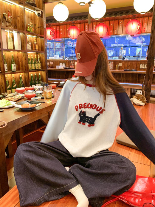 <曾小咸推荐>3.20现货秒杀 ！微信超特价！韩系刺绣小猫长袖t 日常179.99 立减100 秒杀79.99！！ 商品图5