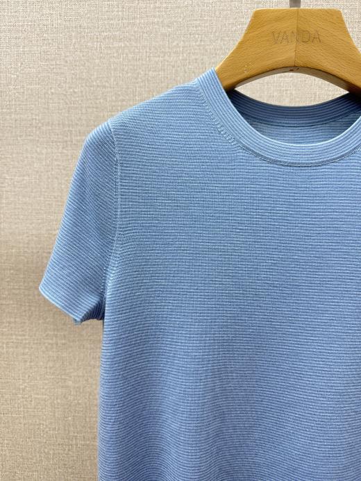 圆领条纹羊毛短袖 商品图3