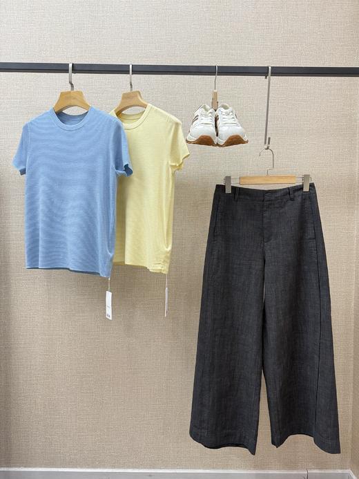 圆领条纹羊毛短袖 商品图0