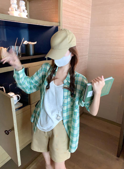 <曾小咸推荐>3.20现货秒杀 ！微信超特价！韩系撞色格子衬衫 日常189.99 立减110 秒杀79.99！！ 商品图7