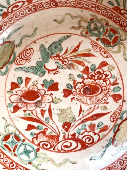 漳州窑红绿彩绘花鸟碗，顺丰包邮 商品图3