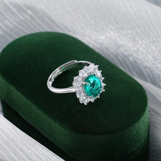 子佩集【翠华】S925银戒指【RM0473-XF】培育宝石祖母绿大号2510 商品图5