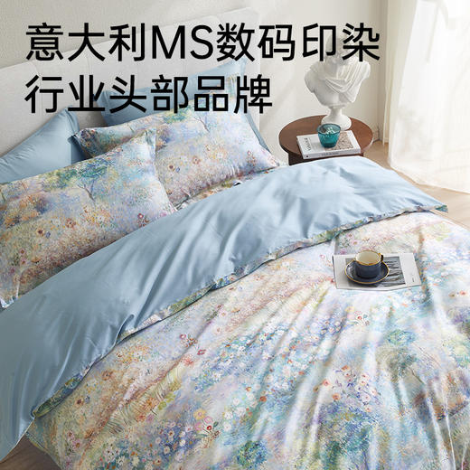 臻品120支长绒棉轻奢印花四件套(烟蓝花海) 商品图4
