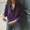 LONGNVFAIR葡萄紫灯芯绒全棉显白衬衫 oversize宽松款 软糯亲肤又有型 显白到发光！ 商品缩略图6