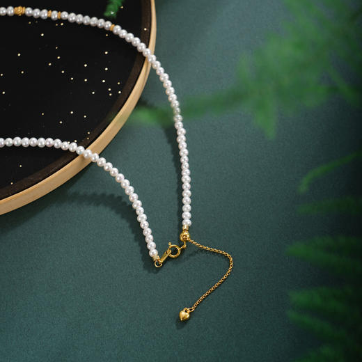 子佩集【神圣守护】银S925珍珠AOYA奥雅项链【QNX0004】3mm小珠6.8mm大珠金刚杵镀金2512 商品图3
