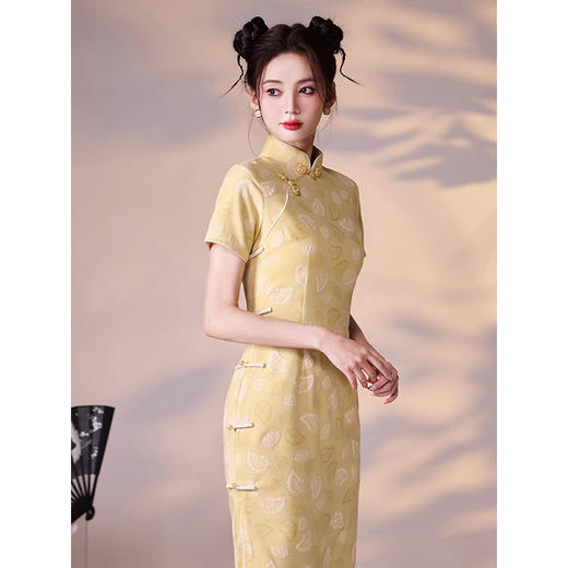 黄色绝美旗袍，高级感新中式国风改良年轻款LSB3585 商品图3