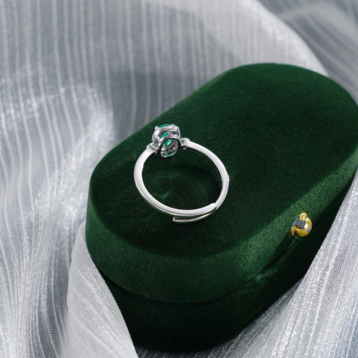 子佩集【翠雅】S925银戒指【RM0506-XF】培育宝石祖母绿椭圆2510 商品图3