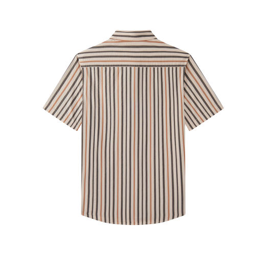 【纯棉】德鲨卡其色短袖衬衫男2026夏季新款条纹撞色上衣打底衬衣 商品图1