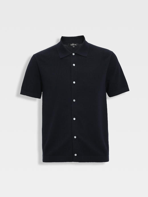 callisto藏青长绒棉弹力贝壳花型开衫T恤 商品图0