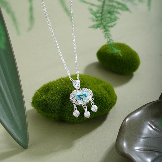 子佩集【莲渡清欢】S990银套链【MXTL033】花丝锁珐琅彩项链2510 商品图4