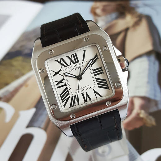 【95新】CARTIER 卡地亚W20106X8自动机械机芯35.6*44.2MM（中性款）山度士系列精钢160326AK15 商品图3